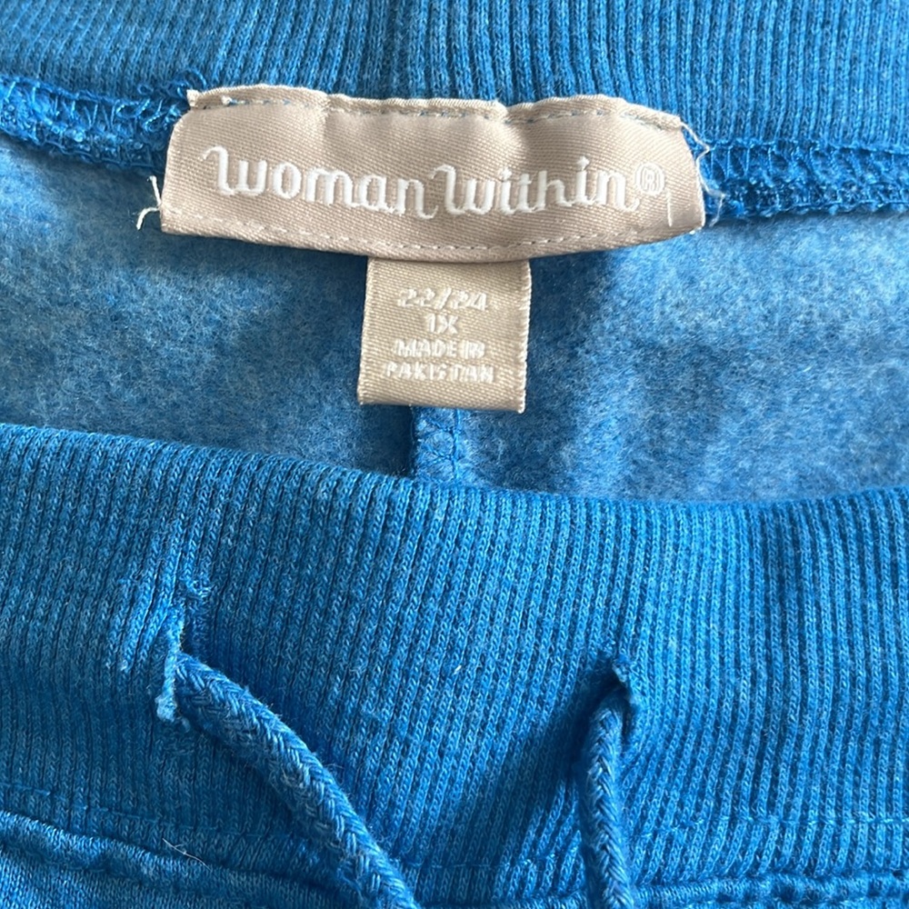 Woman within, blue sweatpants, Size: 1X (22/24) Tall - Picture 3 of 4